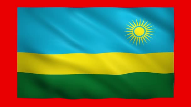 Drapeau Rwanda sur écran vert pour clé chromatique — Video