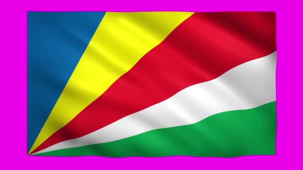 Флаг Сейшельских островов на зеленом экране для ключа к хроме — стоковое видео