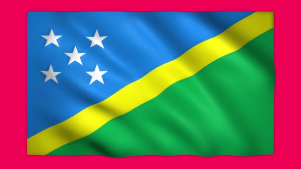 Флаг Соломоновых Островов на зеленом экране для хроматического ключа — стоковое видео