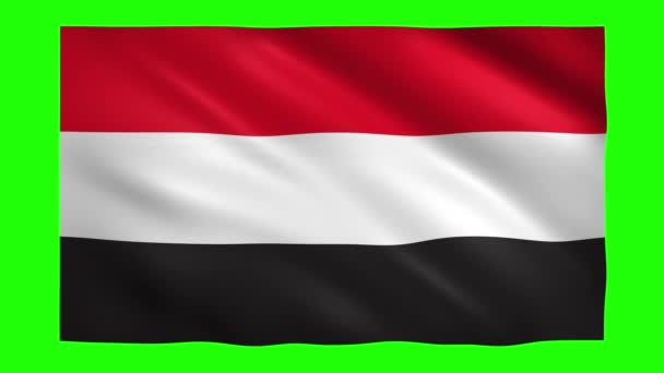 Drapeau du Yémen sur écran vert pour clé chromatique 