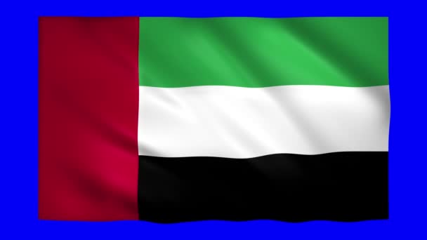 Bendera Uni Emirat Arab pada layar hijau untuk kunci kroma — Stok Video