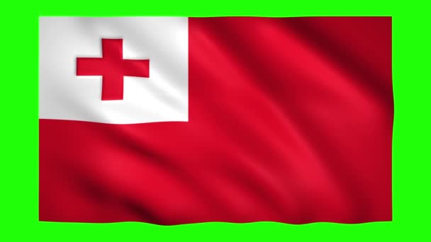 Tonga flag on green screen for chroma key — Stock Video