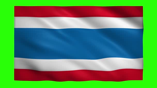 Thailand flag on green screen for chroma key — Stock Video