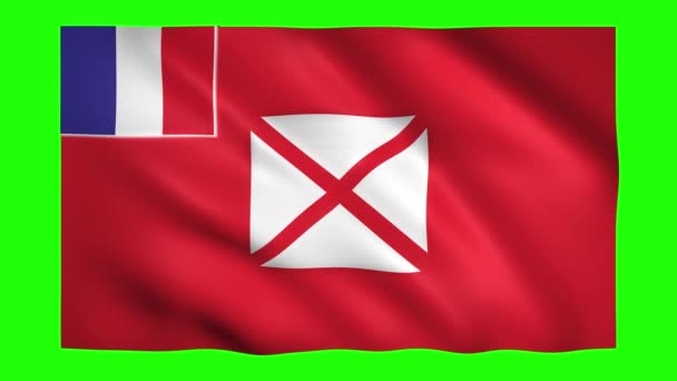 Wallis- und Futuna-Fahne auf grünem Bildschirm für Chroma-Schlüssel — Stockvideo