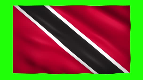 Bandera de Trinidad y Tobago en pantalla verde para croma key — Vídeos de Stock