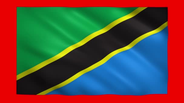 Tanzania flagga på grön skärm för chroma nyckel — Stockvideo