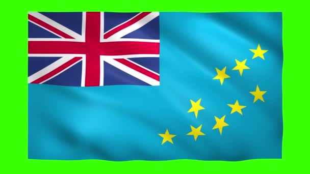 色键绿色屏幕上的图瓦卢国旗 — 图库视频影像