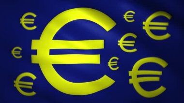 Bayrağın dokusunda Euro sembolü hareket ediyor