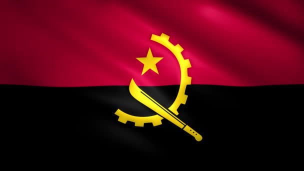Σημαία Αγκόλα κινείται στον άνεμο — Αρχείο Βίντεο