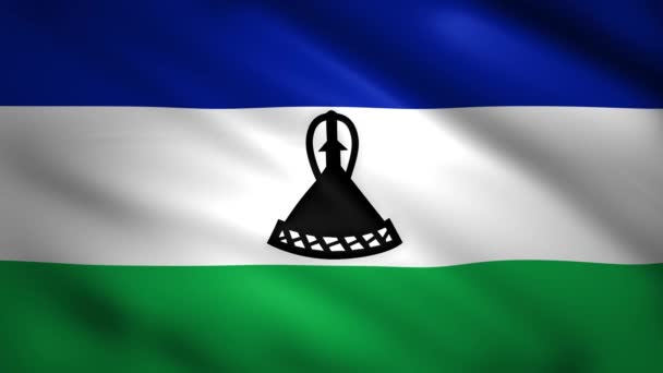 La bandera de Lesotho se mueve en el viento — Vídeo de stock