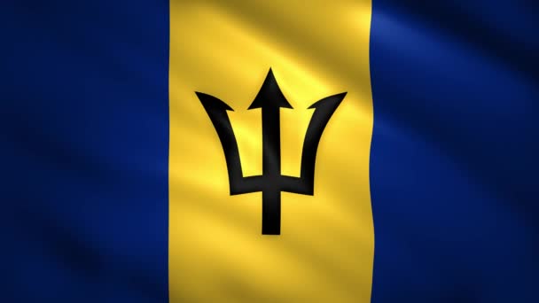 Barbados vlag beweegt in de wind — Stockvideo