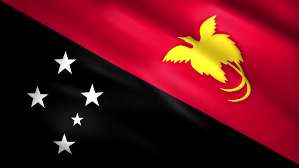 Papua Nya Guinea flagga rör sig i vinden — Stockvideo