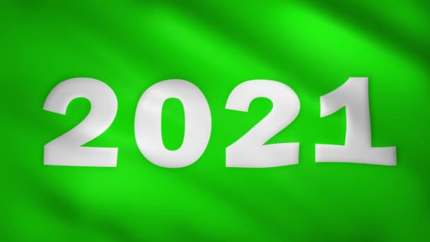 2021 skrivet på grön flagg — Stockvideo