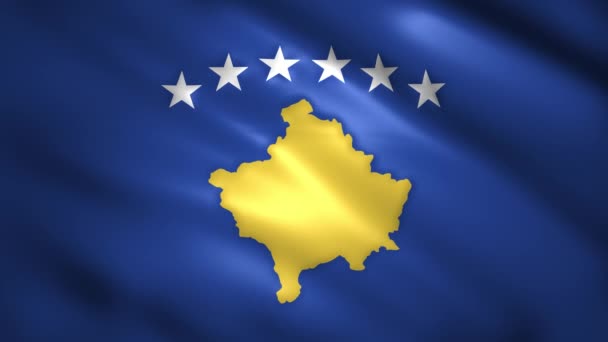 Kosovská vlajka se pohybuje ve větru — Stock video