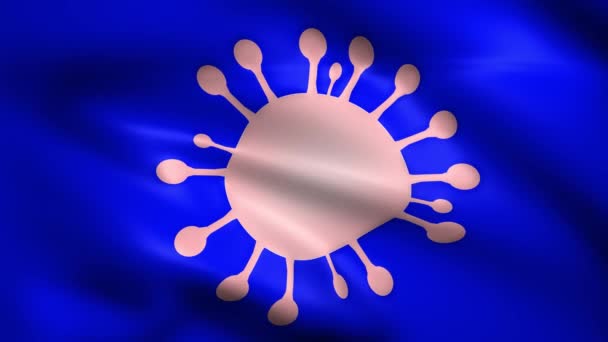 Dibujo del Coronavirus en la bandera azul — Vídeos de Stock