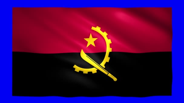 Angola vlag op groen scherm voor chroma sleutel — Stockvideo