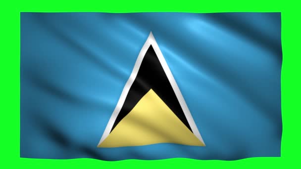 Flaga Saint Lucia na zielonym ekranie dla klucza chroma — Wideo stockowe