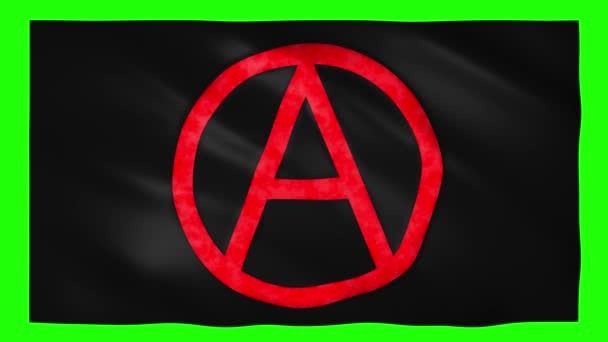 Simbolo dell'anarchia sulla bandiera nera sullo schermo verde — Video Stock