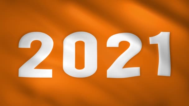 2021 skrivet på orange flagg — Stockvideo