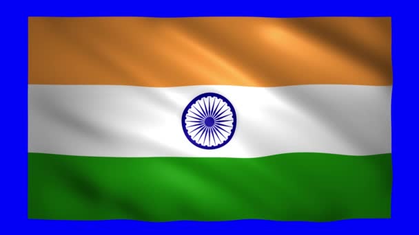 Bandera de la India en pantalla verde para croma key — Vídeos de Stock