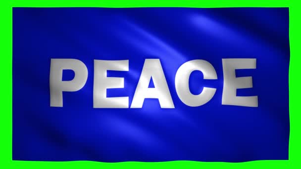 Мир, написаний на рухомому прапорі на зеленому екрані — стокове відео