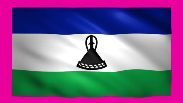 Lesotho-Flagge auf grünem Bildschirm für Chroma-Schlüssel — Stockvideo