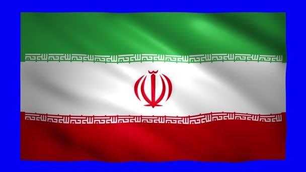 Iran flag on green screen for chroma key — Stock Video