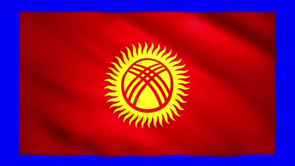 Kyrgyzstan flag on green screen for chroma key — Stock Video