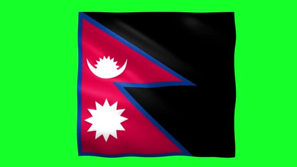 Флаг Непала на зеленом экране для хрома-ключа — стоковое видео