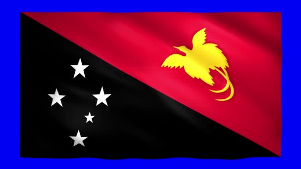 Papua Nya Guinea flagga på grön skärm för chroma nyckel — Stockvideo