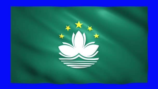 Bandera de Macao en pantalla verde para tecla de croma — Vídeo de stock