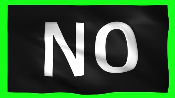 NO written waving on the black flag on green screen — Stock Video