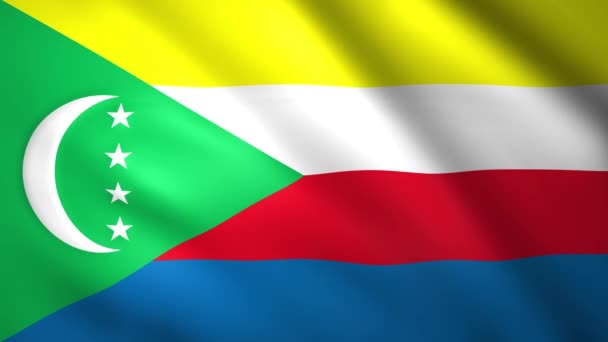 Bendera Komoro melambai dalam angin — Stok Video
