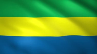 Gabon bayrağı rüzgarda dalgalanıyor