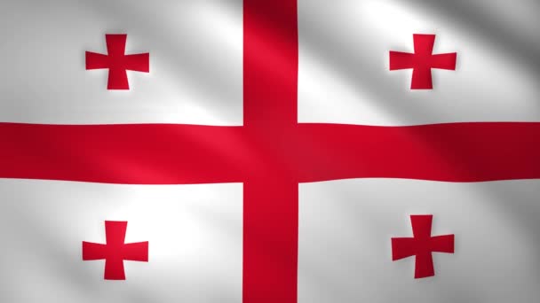 Gruzínská vlajka vlaje ve větru — Stock video