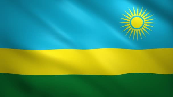 Флаг Руанды, размахивающий ветром — стоковое видео