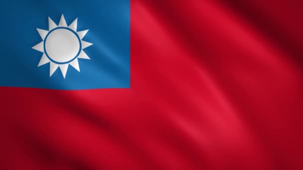 Tchajwanská vlajka vlaje ve větru — Stock video