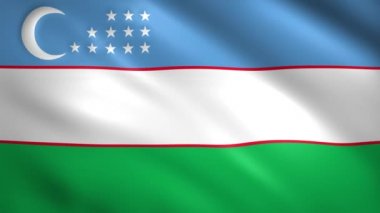 Özbekistan bayrağı rüzgarda dalgalanıyor
