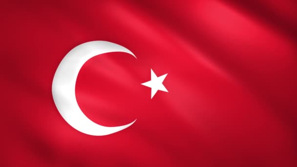 Turkiet flagga vinka i vinden — Stockvideo