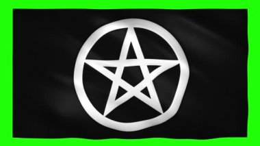 Krom anahtarı için yeşil ekrandaki siyah bayrak üzerindeki pentagram sembolü