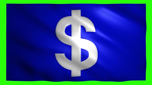 Dollar symbool op de vlag op groen scherm voor chroma sleutel — Stockvideo