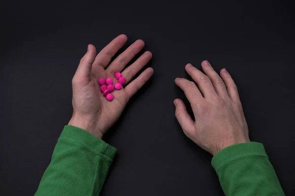 Медицинские Таблетки Руках Человека — стоковое фото