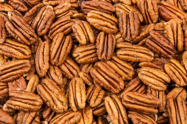 Pecan Nuts Cerrar Vista Como Fondo —  Fotos de Stock