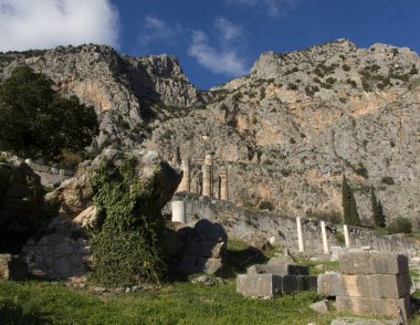 Antik Yunan arkeolojik Delphi, orta Yunanistan.