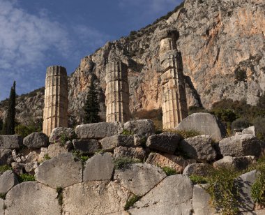 Antik Yunan arkeolojik Delphi, orta Yunanistan.