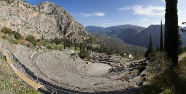 Antik Yunan arkeolojik Delphi, orta Yunanistan.