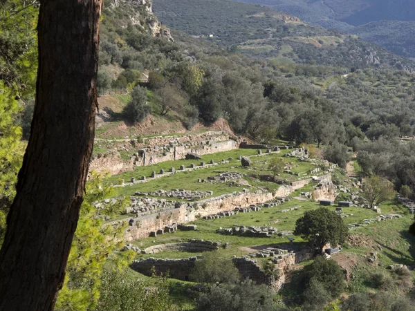 Antiguo sitio arqueológico griego de Delfos, Grecia Central . — Foto de Stock