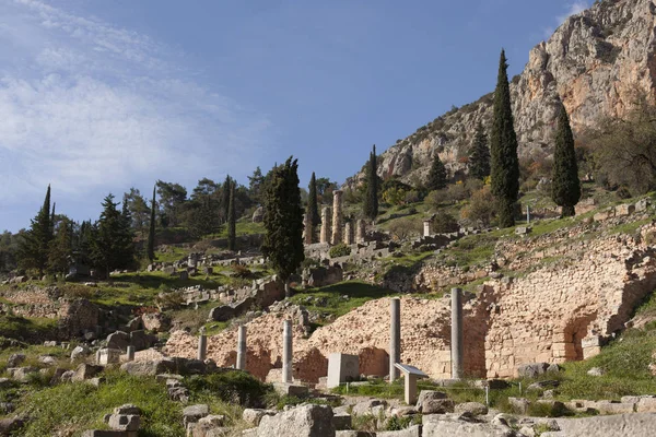Oude Griekse archeologische site van Delphi, Centraal Griekenland. — Stockfoto