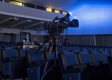 TV kamera bir konser hal. Profesyonel dijital video kamera.
