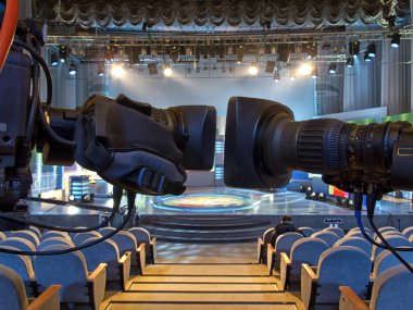 TV kamera bir konser hal. Profesyonel dijital video kamera.